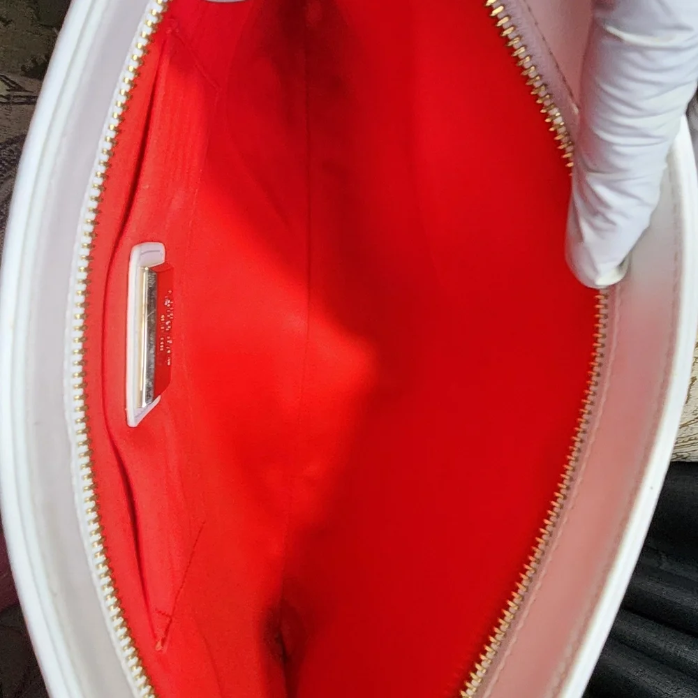 Authentic Christian Louboutin White Leather Spiked Clutch With Chain - Picture 4 of 7